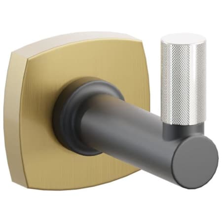 Emtek SELECT Single Robe Hook with French Antique Soft Square Rose, Polished Nickel Knurled Tip, and Choice of Round Stem Finish French Antique Rosette / Flat Black Stem / Polished Nickel Tip