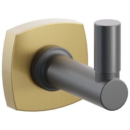 Emtek SELECT Single Robe Hook with French Antique Soft Square Rose, Oil Rubbed Bronze Smooth Tip, and Choice of Round Stem Finish French Antique Rosette / Flat Black Stem / Oil Rubbed Bronze Tip