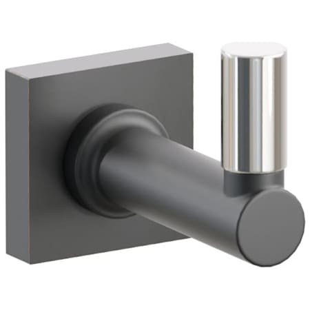 Emtek SELECT Single Robe Hook with Oil Rubbed Bronze Small Square Rose, Polished Nickel Smooth Tip, and Choice of Round Stem Finish Oil Rubbed Bronze Rosette / Flat Black Stem / Polished Nickel Tip