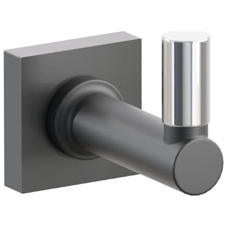 Emtek SELECT Single Robe Hook with Oil Rubbed Bronze Small Square Rose, Polished Chrome Smooth Tip, and Choice of Round Stem Finish Oil Rubbed Bronze Rosette / Flat Black Stem / Polished Chrome Tip