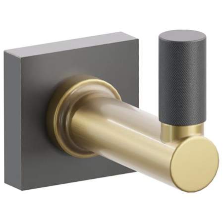 Emtek SELECT Single Robe Hook with Oil Rubbed Bronze Small Square Rose, Flat Black Knurled Tip, and Choice of Round Stem Finish Oil Rubbed Bronze Rosette / French Antique Stem / Flat Black Tip