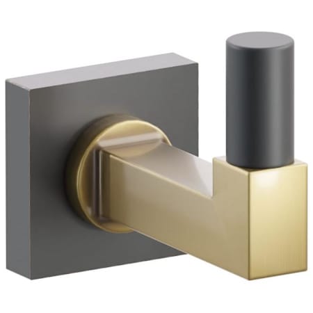 Emtek SELECT Single Robe Hook with Oil Rubbed Bronze Small Square Rose, Flat Black Smooth Tip, and Choice of Square Stem Finish Oil Rubbed Bronze Rosette / French Antique Stem / Flat Black Tip