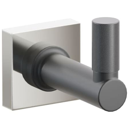 Emtek SELECT Single Robe Hook with Polished Nickel Small Square Rose, Oil Rubbed Bronze Knurled Tip, and Choice of Round Stem Finish Polished Nickel Rosette / Flat Black Stem / Oil Rubbed Bronze Tip