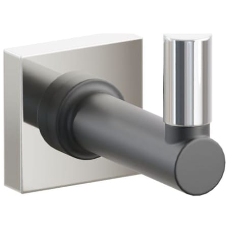Emtek SELECT Single Robe Hook with Polished Nickel Small Square Rose, Polished Chrome Smooth Tip, and Choice of Round Stem Finish Polished Nickel Rosette / Flat Black Stem / Polished Chrome Tip