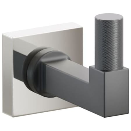 Emtek SELECT Single Robe Hook with Polished Nickel Small Square Rose, Oil Rubbed Bronze Knurled Tip, and Choice of Square Stem Finish Polished Nickel Rosette / Flat Black Stem / Oil Rubbed Bronze Tip