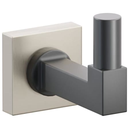 Emtek SELECT Single Robe Hook with Satin Nickel Small Square Rose, Oil Rubbed Bronze Smooth Tip, and Choice of Square Stem Finish Satin Nickel Rosette / Flat Black Stem / Oil Rubbed Bronze Tip