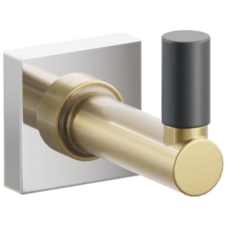 Emtek SELECT Single Robe Hook with Polished Chrome Small Square Rose, Flat Black Smooth Tip, and Choice of Round Stem Finish Polished Chrome Rosette / French Antique Stem / Flat Black Tip