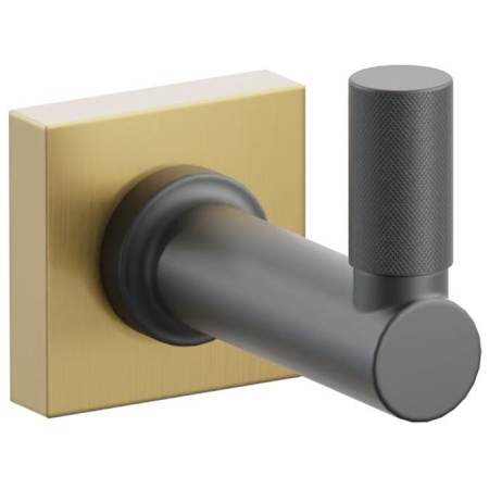 Emtek SELECT Single Robe Hook with French Antique Small Square Rose and Choice of Round Stem/Knurled Tip Finish French Antique Rosette / Flat Black Stem / Flat Black Tip