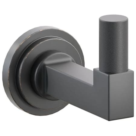 Emtek SELECT Single Robe Hook with Oil Rubbed Bronze Step Disc Rose and Choice of Square Stem/Knurled Tip Finish Oil Rubbed Bronze Rosette / Flat Black Stem / Flat Black Tip