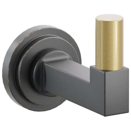 Emtek SELECT Single Robe Hook with Oil Rubbed Bronze Step Disc Rose, French Antique Knurled Tip, and Choice of Square Stem Finish Oil Rubbed Bronze Rosette / Flat Black Stem / French Antique Tip
