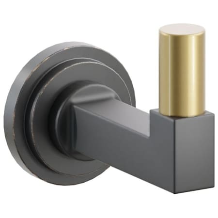Emtek SELECT Single Robe Hook with Oil Rubbed Bronze Step Disc Rose, French Antique Smooth Tip, and Choice of Square Stem Finish Oil Rubbed Bronze Rosette / Flat Black Stem / French Antique Tip