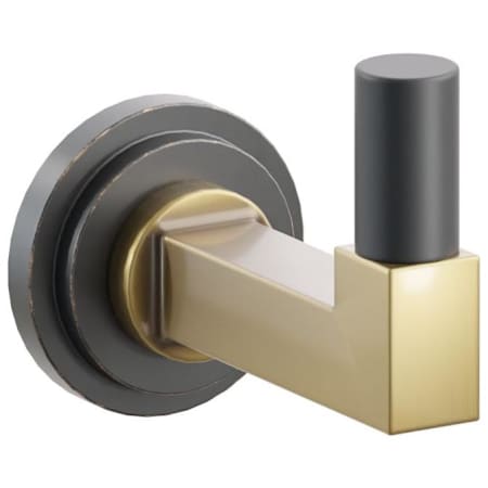 Emtek SELECT Single Robe Hook with Oil Rubbed Bronze Step Disc Rose, Flat Black Smooth Tip, and Choice of Square Stem Finish Oil Rubbed Bronze Rosette / French Antique Stem / Flat Black Tip