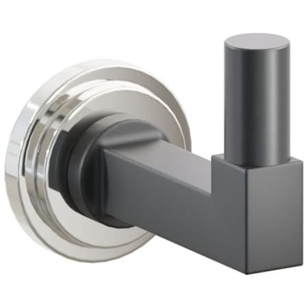 Emtek SELECT Single Robe Hook with Polished Nickel Step Disc Rose, Oil Rubbed Bronze Smooth Tip, and Choice of Square Stem Finish Polished Nickel Rosette / Flat Black Stem / Oil Rubbed Bronze Tip
