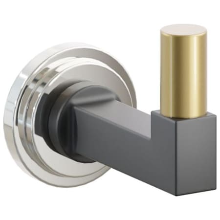 Emtek SELECT Single Robe Hook with Polished Nickel Step Disc Rose, French Antique Smooth Tip, and Choice of Square Stem Finish Polished Nickel Rosette / Flat Black Stem / French Antique Tip