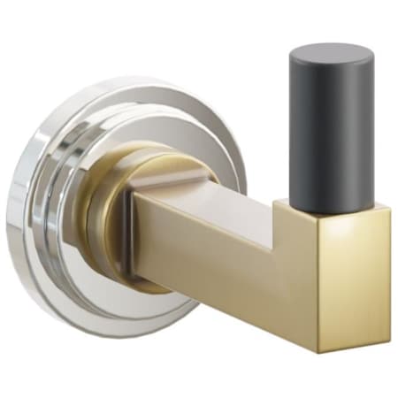 Emtek SELECT Single Robe Hook with Polished Nickel Step Disc Rose, Flat Black Smooth Tip, and Choice of Square Stem Finish Polished Nickel Rosette / French Antique Stem / Flat Black Tip