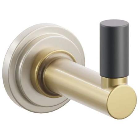 Emtek SELECT Single Robe Hook with Satin Nickel Step Disc Rose, Flat Black Smooth Tip, and Choice of Round Stem Finish Satin Nickel Rosette / French Antique Stem / Flat Black Tip