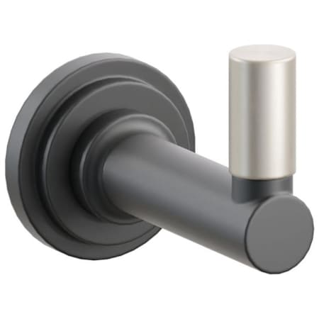 Emtek SELECT Single Robe Hook with Satin Nickel Smooth Tip and Choice of Step Disc Rose/Round Stem Finish Flat Black Rosette / Flat Black Stem / Satin Nickel Tip
