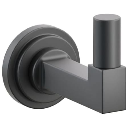 Emtek SELECT Single Robe Hook with Step Disc Rose, Square Stem, and Smooth Tip Flat Black Rosette / Flat Black Stem / Flat Black Tip