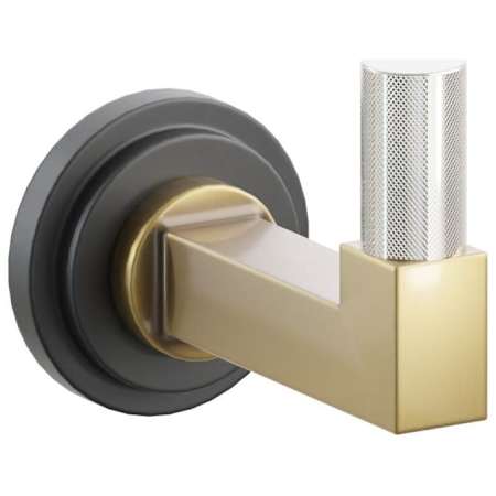 Emtek SELECT Single Robe Hook with Flat Black Step Disc Rose, Polished Nickel Knurled Tip, and Choice of Square Stem Finish Flat Black Rosette / French Antique Stem / Polished Nickel Tip