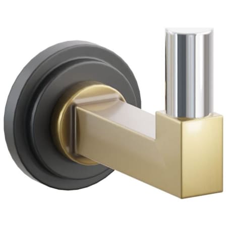 Emtek SELECT Single Robe Hook with Flat Black Step Disc Rose, Polished Chrome Smooth Tip, and Choice of Square Stem Finish Flat Black Rosette / French Antique Stem / Polished Chrome Tip