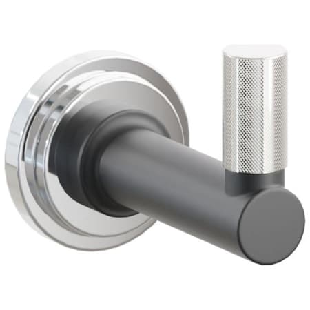 Emtek SELECT Single Robe Hook with Polished Chrome Step Disc Rose, Polished Nickel Knurled Tip, and Choice of Round Stem Finish Polished Chrome Rosette / Flat Black Stem / Polished Nickel Tip
