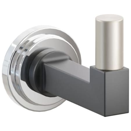 Emtek SELECT Single Robe Hook with Polished Chrome Step Disc Rose, Satin Nickel Smooth Tip, and Choice of Square Stem Finish Polished Chrome Rosette / Flat Black Stem / Satin Nickel Tip