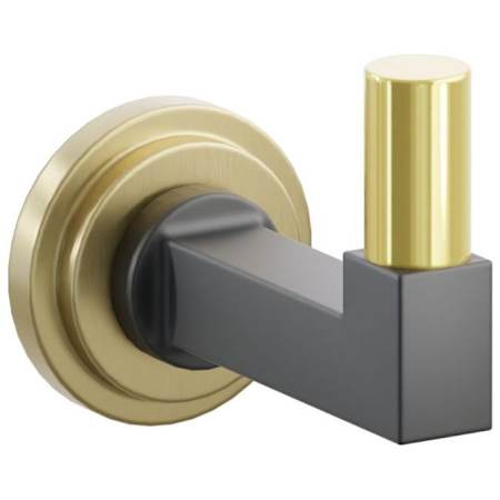 Emtek SELECT Single Robe Hook with Satin Brass Step Disc Rose, Unlacquered Brass Smooth Tip, and Choice of Square Stem Finish Satin Brass Rosette / Flat Black Stem / Unlacquered Brass Tip