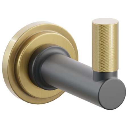 Emtek SELECT Single Robe Hook with Flat Black Round Stem and Choice of Step Disc Rose/Knurled Tip Finish French Antique Rosette / Flat Black Stem / French Antique Tip