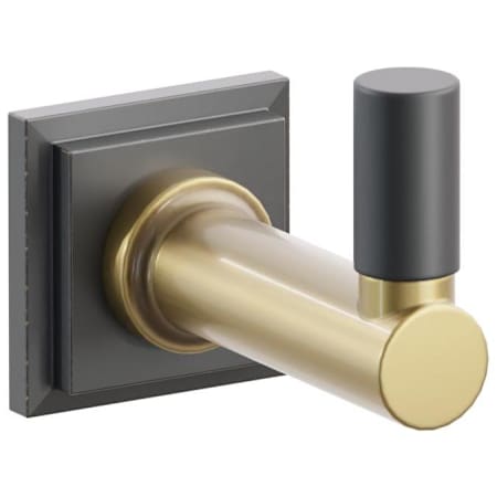 Emtek SELECT Single Robe Hook with Oil Rubbed Bronze Step Square Rose, Flat Black Smooth Tip, and Choice of Round Stem Finish Oil Rubbed Bronze Rosette / French Antique Stem / Flat Black Tip