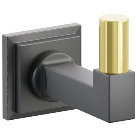 Emtek SELECT Single Robe Hook with Oil Rubbed Bronze Step Square Rose, Unlacquered Brass Smooth Tip, and Choice of Square Stem Finish Oil Rubbed Bronze Rosette / Flat Black Stem / Unlacquered Brass Tip