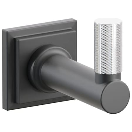 Emtek SELECT Single Robe Hook with Polished Chrome Knurled Tip and Choice of Step Square Rose/Round Stem Finish Flat Black Rosette / Flat Black Stem / Polished Chrome Tip