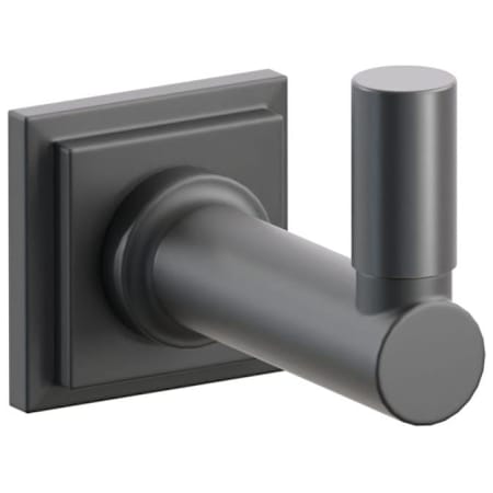 Emtek SELECT Single Robe Hook with Oil Rubbed Bronze Smooth Tip and Choice of Step Square Rose/Round Stem Finish Flat Black Rosette / Flat Black Stem / Oil Rubbed Bronze Tip
