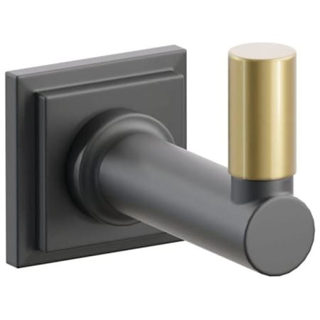 Emtek SELECT Single Robe Hook with French Antique Smooth Tip and Choice of Step Square Rose/Round Stem Finish Flat Black Rosette / Flat Black Stem / French Antique Tip
