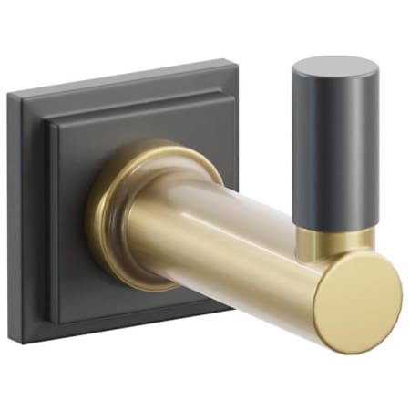 Emtek SELECT Single Robe Hook with Flat Black Step Square Rose, Oil Rubbed Bronze Smooth Tip, and Choice of Round Stem Finish Flat Black Rosette / French Antique Stem / Oil Rubbed Bronze Tip