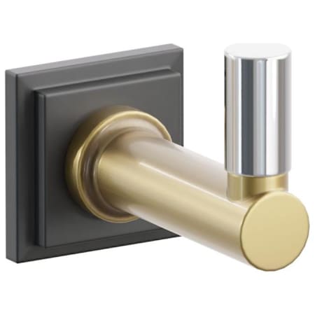 Emtek SELECT Single Robe Hook with Flat Black Step Square Rose, Polished Chrome Smooth Tip, and Choice of Round Stem Finish Flat Black Rosette / French Antique Stem / Polished Chrome Tip
