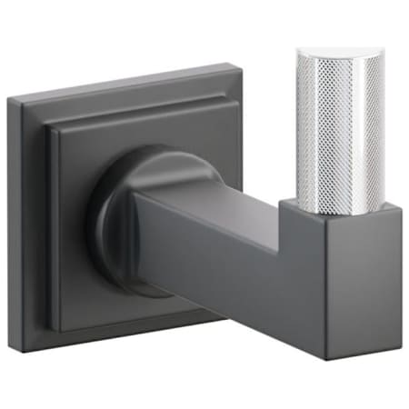 Emtek SELECT Single Robe Hook with Polished Chrome Knurled Tip and Choice of Step Square Rose/Square Stem Finish Flat Black Rosette / Flat Black Stem / Polished Chrome Tip