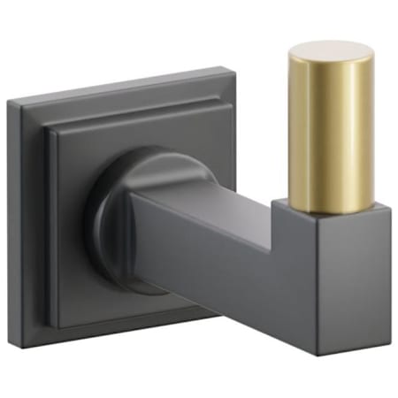 Emtek SELECT Single Robe Hook with French Antique Smooth Tip and Choice of Step Square Rose/Square Stem Finish Flat Black Rosette / Flat Black Stem / French Antique Tip