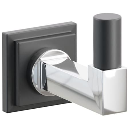 Emtek SELECT Single Robe Hook with Polished Chrome Square Stem and Choice of Step Square Rose/Smooth Tip Finish Flat Black Rosette / Polished Chrome Stem / Flat Black Tip