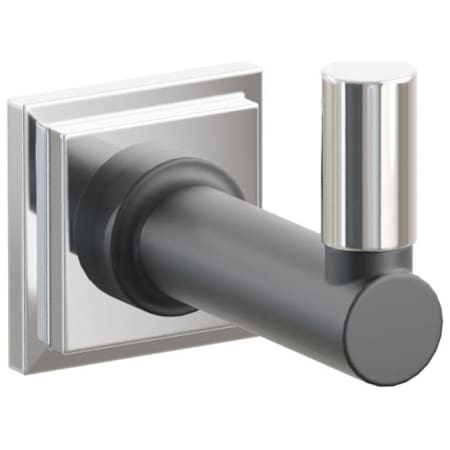 Emtek SELECT Single Robe Hook with Polished Chrome Step Square Rose, Polished Nickel Smooth Tip, and Choice of Round Stem Finish Polished Chrome Rosette / Flat Black Stem / Polished Nickel Tip
