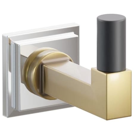 Emtek SELECT Single Robe Hook with Polished Chrome Step Square Rose, Flat Black Smooth Tip, and Choice of Square Stem Finish Polished Chrome Rosette / French Antique Stem / Flat Black Tip