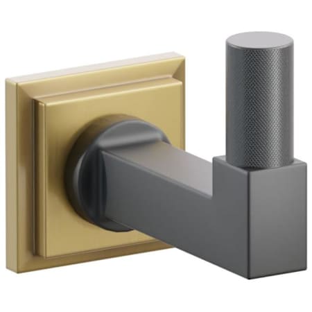 Emtek SELECT Single Robe Hook with French Antique Step Square Rose, Oil Rubbed Bronze Knurled Tip, and Choice of Square Stem Finish French Antique Rosette / Flat Black Stem / Oil Rubbed Bronze Tip
