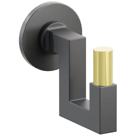 Emtek SELECT Single U Robe Hook with Oil Rubbed Bronze Small Disc Rose, Unlacquered Brass Knurled Tip, and Choice of Square Stem Finish Oil Rubbed Bronze Rosette / Flat Black Stem / Unlacquered Brass Tip