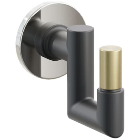 Emtek SELECT Single U Robe Hook with Polished Nickel Small Disc Rose, Satin Brass Smooth Tip, and Choice of Round Stem Finish Polished Nickel Rosette / Flat Black Stem / Satin Brass Tip
