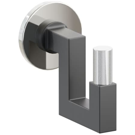 Emtek SELECT Single U Robe Hook with Polished Nickel Small Disc Rose, Polished Chrome Knurled Tip, and Choice of Square Stem Finish Polished Nickel Rosette / Flat Black Stem / Polished Chrome Tip