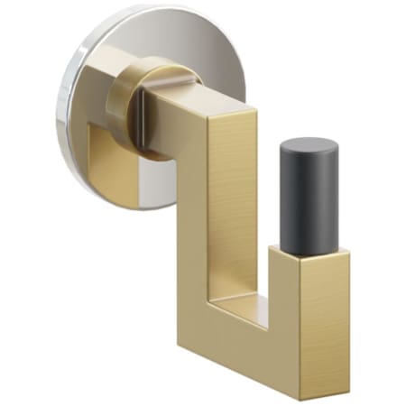 Emtek SELECT Single U Robe Hook with Polished Nickel Small Disc Rose, Flat Black Smooth Tip, and Choice of Square Stem Finish Polished Nickel Rosette / French Antique Stem / Flat Black Tip