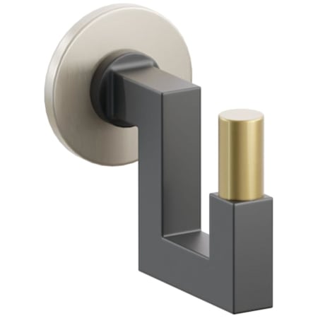 Emtek SELECT Single U Robe Hook with Satin Nickel Small Disc Rose, French Antique Smooth Tip, and Choice of Square Stem Finish Satin Nickel Rosette / Flat Black Stem / French Antique Tip