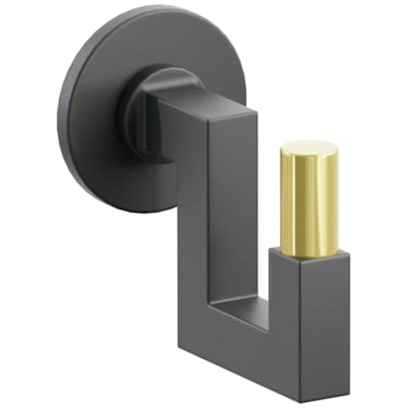 Emtek SELECT Single U Robe Hook with Unlacquered Brass Smooth Tip and Choice of Small Disc Rose/Square Stem Finish Flat Black Rosette / Flat Black Stem / Unlacquered Brass Tip
