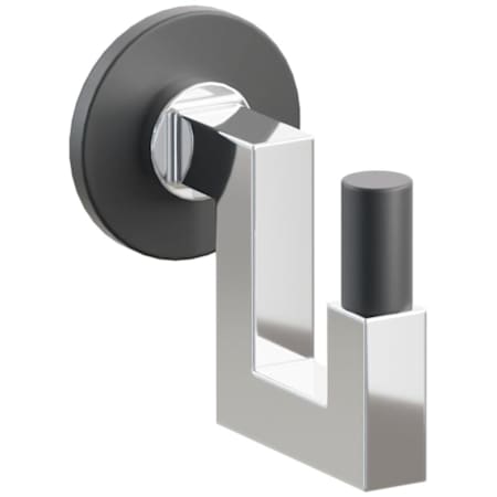 Emtek SELECT Single U Robe Hook with Polished Chrome Square Stem and Choice of Small Disc Rose/Smooth Tip Finish Flat Black Rosette / Polished Chrome Stem / Flat Black Tip