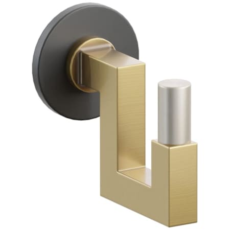 Emtek SELECT Single U Robe Hook with Flat Black Small Disc Rose, Satin Nickel Smooth Tip, and Choice of Square Stem Finish Flat Black Rosette / French Antique Stem / Satin Nickel Tip
