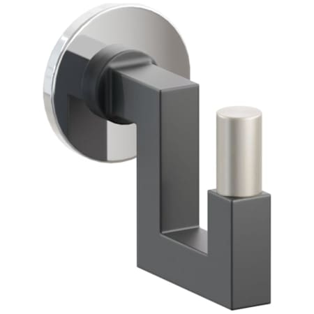 Emtek SELECT Single U Robe Hook with Polished Chrome Small Disc Rose, Satin Nickel Smooth Tip, and Choice of Square Stem Finish Polished Chrome Rosette / Flat Black Stem / Satin Nickel Tip